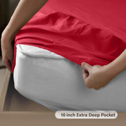Bedlooms Single Fitted Sheet 25Cm Extra Deep - Soft Microfiber Deep Pocket Elasticated Bed Fitted Sheets Red, 91X190 Cm - thumbnail 4