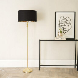 Valuelights Maggie Gold Metal Candlestick Floor Lamp With Black And Metallic Gold Lamp Shade - thumbnail 5