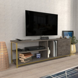Decorotika Oneida Tv Stand Tv Unit For Tv's Up To 72 Inch Gold Wenge - thumbnail 3
