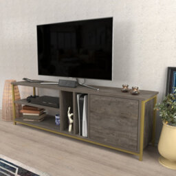 Decorotika Oneida Tv Stand Tv Unit For Tv's Up To 72 Inch Gold Wenge - thumbnail 2