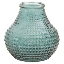 Orsina Large Green Glass Vase With Vibrant Green Hue, Stylish Pottery Vase With Studded Surface, Textured Glass Vase - thumbnail 1