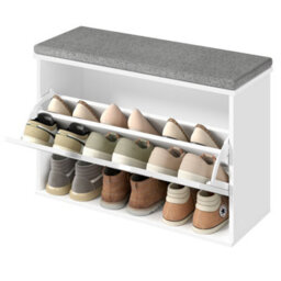 LEDREM Shoe Storage Bench With Seat, 3-Tier Hallway Bench For 9 Pairs Of Shoes, Flip Drawer With Adjustable Divider, 30 X 80 X 53.5 Cm - thumbnail 2