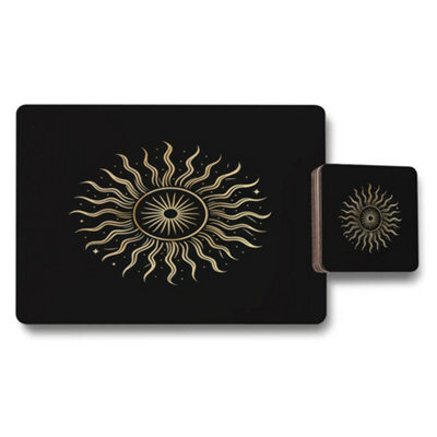 Benjamin Tate Design Sunburst Gold Placemats And Coasters Set, Gilded Collection, Limited Edition For Luxury Tables And Entertaining - image 1