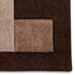 Brown Beige Bordered Chequered Geometric Modern Easy To Clean Rug For Living Room, Bedroom And Dining Room-120Cm X 170Cm - thumbnail 5