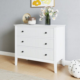 Melody Maison 3 Drawer Chest Of Drawers And Pair Of Bedside Tables - Hales White Range - thumbnail 6