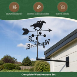 The Garden Market Place Horse Racer Weathervane 1.7M Steel Weather Vane With Wind Speed Cups, Direction Indicator And Ground Spike - thumbnail 7