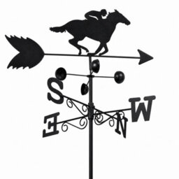 The Garden Market Place Horse Racer Weathervane 1.7M Steel Weather Vane With Wind Speed Cups, Direction Indicator And Ground Spike - thumbnail 1