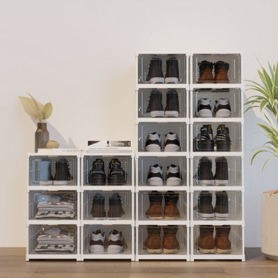 Kokoma 6-Tier Foldable Shoe Storage Box Unit, White - image 1