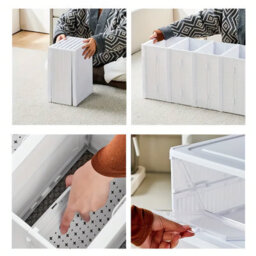 Kokoma 6-Tier Foldable Shoe Storage Box Unit, White - thumbnail 7