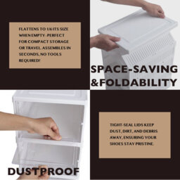 Kokoma 6-Tier Foldable Shoe Storage Box Unit, White - thumbnail 5
