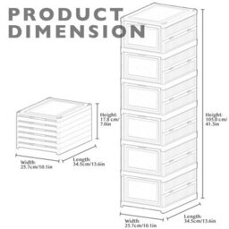 Kokoma 6-Tier Foldable Shoe Storage Box Unit, White - thumbnail 8