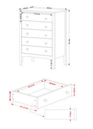 Core Products Como 5 Drawer Midnight Blue Chest Of Drawers, H101.0Cm X W83.0Cm X D43.0Cm - thumbnail 5