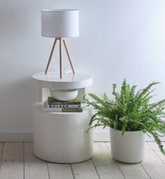 K Living Tall Oak Wooden Tripod Table Lamp And Matching White Linen Lampshades - thumbnail 1