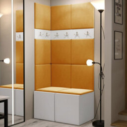 Anteroom Set Orion I White Shoe Cabinet Hangers Yellow Panels - thumbnail 2