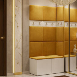 Anteroom Set Orion I White Shoe Cabinet Hangers Yellow Panels