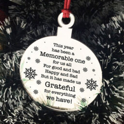 Red Ocean Lockdown Gift Poem Christmas Tree Decoration Engraved Bauble - thumbnail 3
