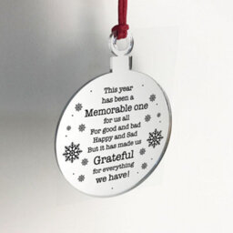 Red Ocean Lockdown Gift Poem Christmas Tree Decoration Engraved Bauble - thumbnail 4