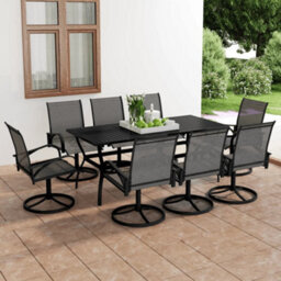 Berkfield 9 Piece Garden Dining Set Textilene And Steel - thumbnail 1