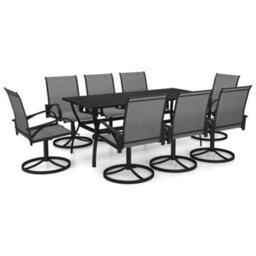 Berkfield 9 Piece Garden Dining Set Textilene And Steel - thumbnail 2