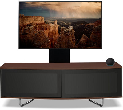 "Homeology Caru Black Walnut Beam-Thru Remote Friendly Contemporary D Shape 32""-65"" Led/oled/lcd Tv Cabinet With Mounting Arm" - image 1