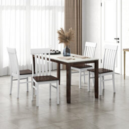 Gainoom Walnut Dining Chairs Set Of 2 Dining Room Chairs With Hollowed Backrests & Rubber Wood Seats - thumbnail 6