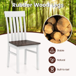 Gainoom Walnut Dining Chairs Set Of 2 Dining Room Chairs With Hollowed Backrests & Rubber Wood Seats - thumbnail 7