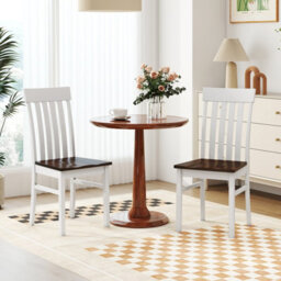 Gainoom Walnut Dining Chairs Set Of 2 Dining Room Chairs With Hollowed Backrests & Rubber Wood Seats - thumbnail 3
