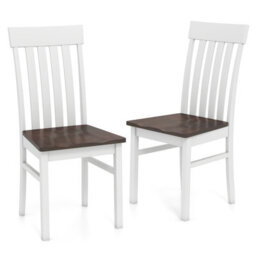 Gainoom Walnut Dining Chairs Set Of 2 Dining Room Chairs With Hollowed Backrests & Rubber Wood Seats