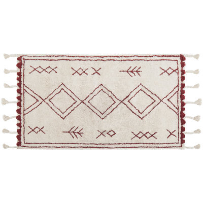 Beliani Rug Kenitra Off-White 80 X 150 Cm Cotton - image 1