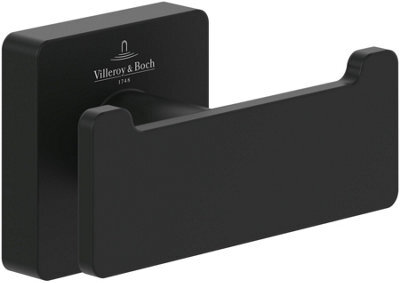Villeroy & Boch Elements Striking Double Towel Hook In Matt Black - image 1