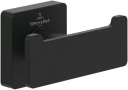 Villeroy & Boch Elements Striking Double Towel Hook In Matt Black - thumbnail 1