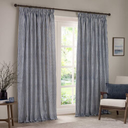 Yard Hebden Striped Cotton Pencil Pleat Curtains, Navy, (W) 168 X (D) 229Cm - thumbnail 2