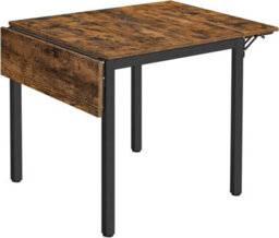 Folding Dining Table, Drop Leaf Kitchen Table, Expandable, For Small Spaces, Rustic Brown & Black - thumbnail 8