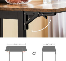 Folding Dining Table, Drop Leaf Kitchen Table, Expandable, For Small Spaces, Rustic Brown & Black - thumbnail 5