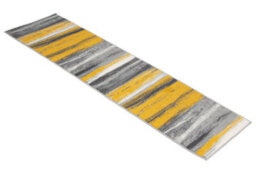 Bravich Hard Wearing Hessian Backed Stair Runner Kitchen Mat- Texas Abstract Lines Yellow, Grey & White - 60X720Cm (2'x24') - thumbnail 5