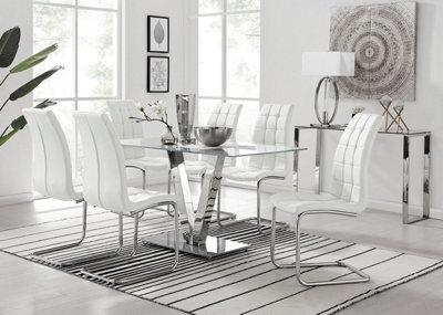 Furniturebox Uk Florini V Grey Dining Table And 6 White Murano Chairs - image 1
