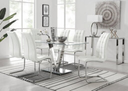 Furniturebox Uk Florini V Grey Dining Table And 6 White Murano Chairs - thumbnail 1