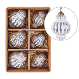 Beliani Set Of 6 Baubles Cremeux Glass Silver