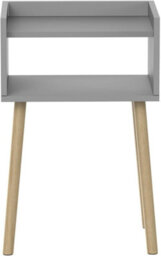 Grey Bedside Table Nightstand Tall Wooden Side Table With Pinewood Legs And Shelf Modern Storage Stand H60Xl40Xw30Cm - thumbnail 7