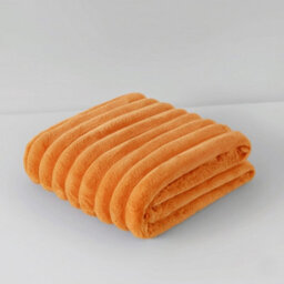 Chunky Ribbed Mink Throw Ultra Soft Warm Elegant Blanket For Sofa Or Bed Orange - thumbnail 2