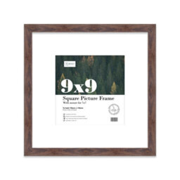"9X9"" Walnut Picture Frame - 9X9"" Square Frame With 7X7"" Mount For 9X9""/7X7"" Pictures Vintage Style Wall Art, 1 Pack" - thumbnail 1