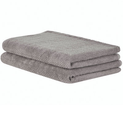 Beliani Set Of 2 Towels Mitiaro Terry Cotton Grey - image 1