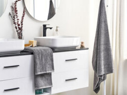 Beliani Set Of 2 Towels Mitiaro Terry Cotton Grey - thumbnail 2