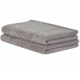 Beliani Set Of 2 Towels Mitiaro Terry Cotton Grey - thumbnail 1