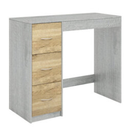 Urbn-Living Urbnliving Height 79.5Cm 3 Drawer Wooden Bedroom Dressing Computer Work Table Desk  Oak Drawers And  Ash Grey Carcass Jewellery - thumbnail 5