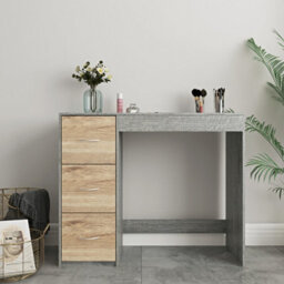 Urbn-Living Urbnliving Height 79.5Cm 3 Drawer Wooden Bedroom Dressing Computer Work Table Desk  Oak Drawers And  Ash Grey Carcass Jewellery - thumbnail 3