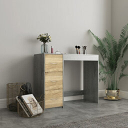 Urbn-Living Urbnliving Height 79.5Cm 3 Drawer Wooden Bedroom Dressing Computer Work Table Desk  Oak Drawers And  Ash Grey Carcass Jewellery - thumbnail 4