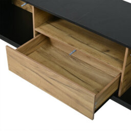 "Abrihome 170X35X50Cm Tv Cabinet,tv Board, Natural Wood & Black Tv Stand With 2 Cabinets & 1 Drawer, For Up To 70"" Tv" - thumbnail 9