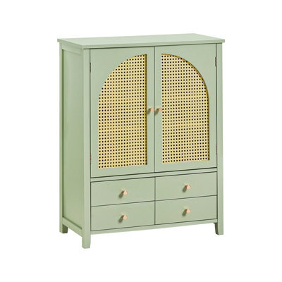 Sobuy Fsb72-Gr, Sideboard Storage Cabinet Hallway Cupboard With 4 Drawers & 2 Doors & Green Oak Effect,green,w70Xd34Xh90 - image 1