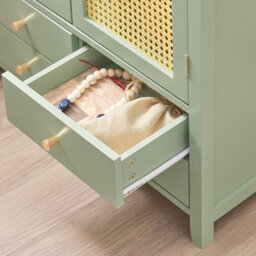 Sobuy Fsb72-Gr, Sideboard Storage Cabinet Hallway Cupboard With 4 Drawers & 2 Doors & Green Oak Effect,green,w70Xd34Xh90 - thumbnail 8